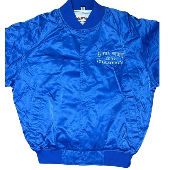Vintage Westark Satin Jacket Men's Large Blue Snap HAWHA‎ Futurity 2004 Champion - Picture 2 of 13